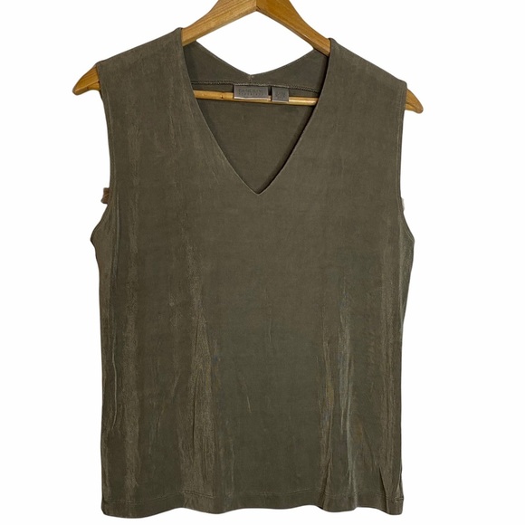 Chico's Travelers Brown V Neck Sleeveless Top Plus Size Chico Size 3 XL Neutral - Picture 1 of 11
